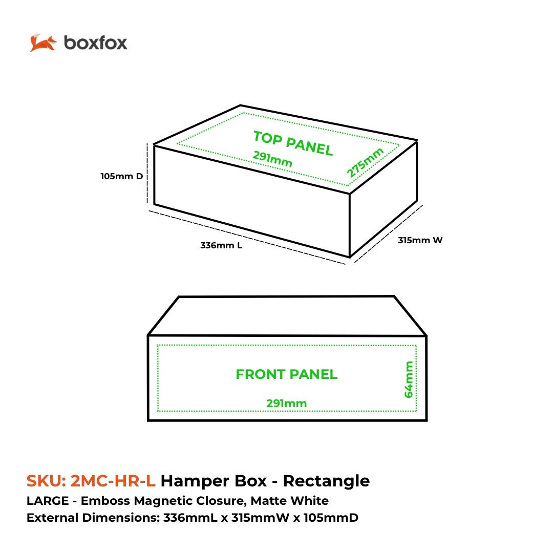 Hamper Box - Rectangle, Magnetic Closure Large, Matt White Custom Print