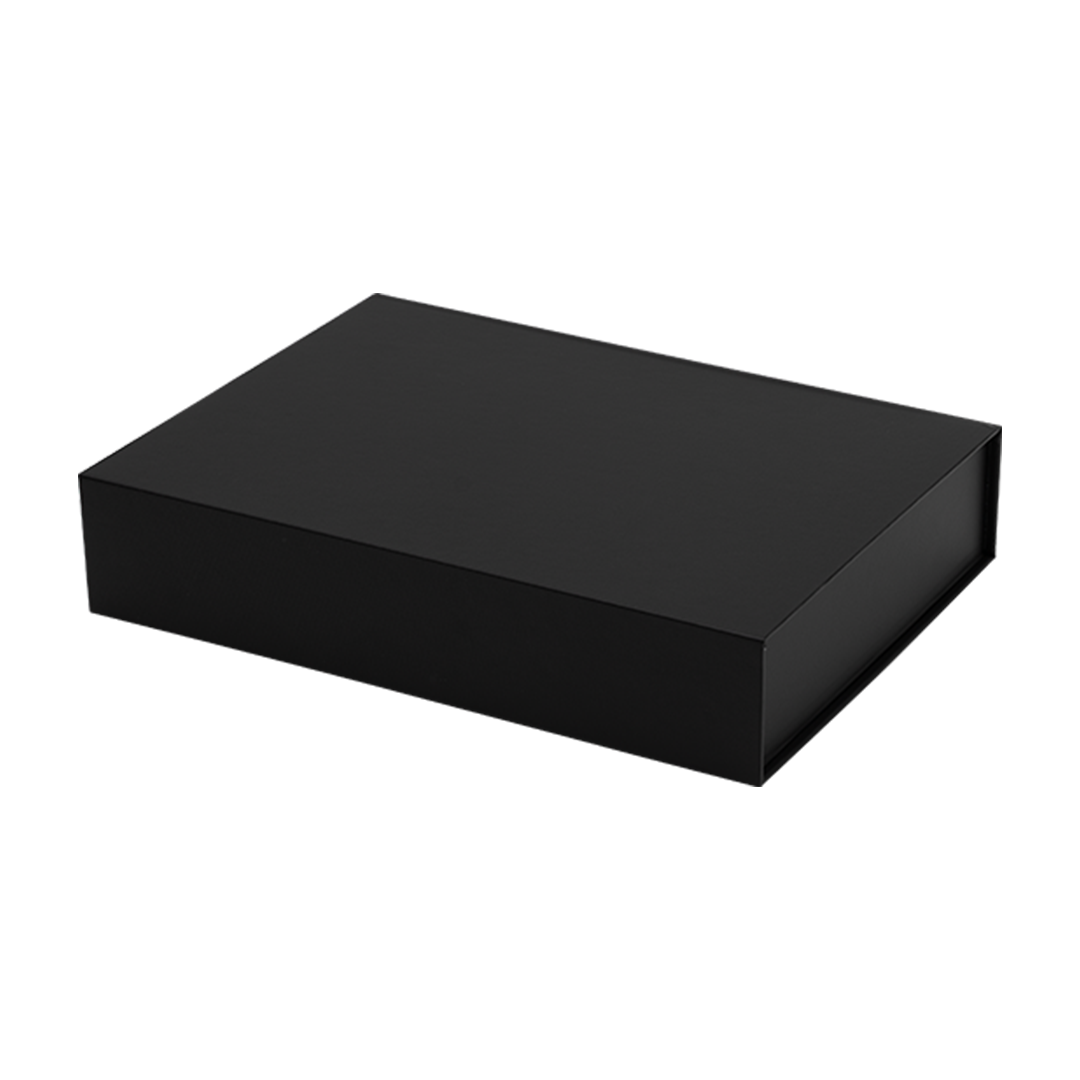 Gift Hamper Box, Low Line, Medium Emboss Magnetic Closure 330x236x65mm, Matt Black