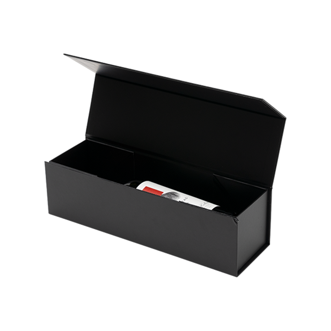 Wine Box, Single Emboss Magnetic Closure 345x95x97mm, Matt Black Custom Print