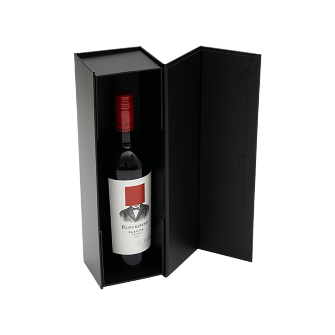 Wine Box, Single Emboss Magnetic Closure 345x95x97mm, Matt Black Custom Print