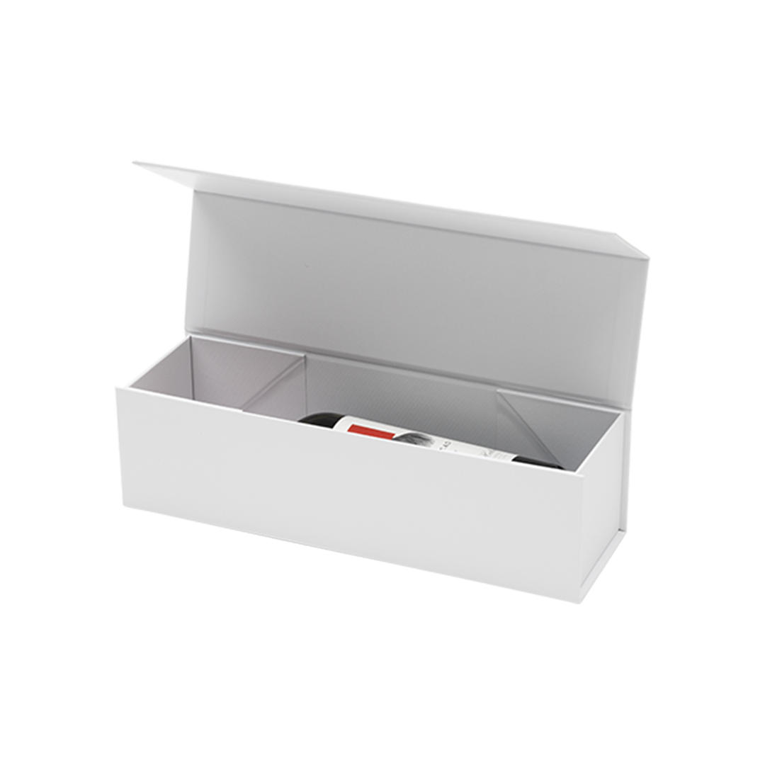 Wine Box, Single Emboss Magnetic Closure 345x95x97mm, Matt White Custom Print