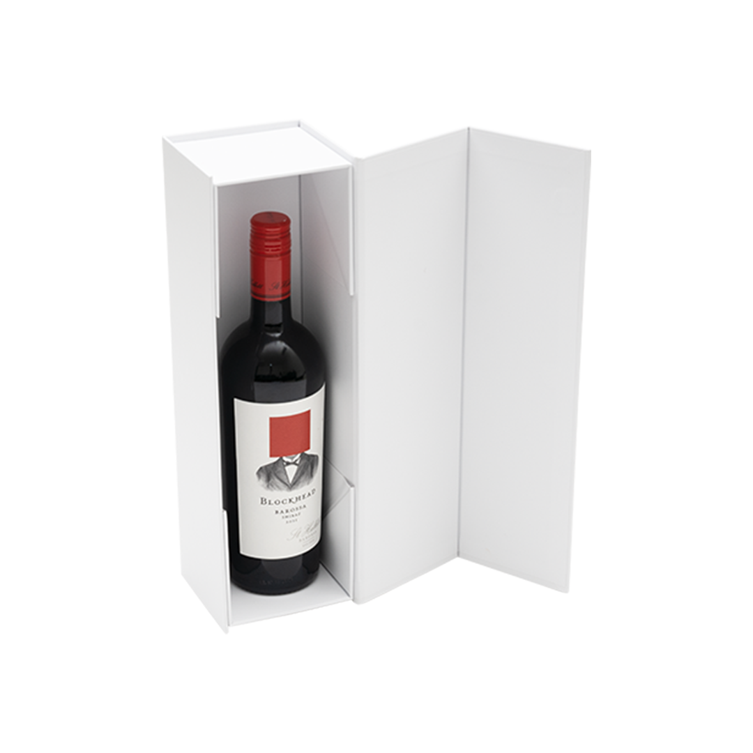 Wine Box, Single Emboss Magnetic Closure 345x95x97mm, Matt White Custom Print