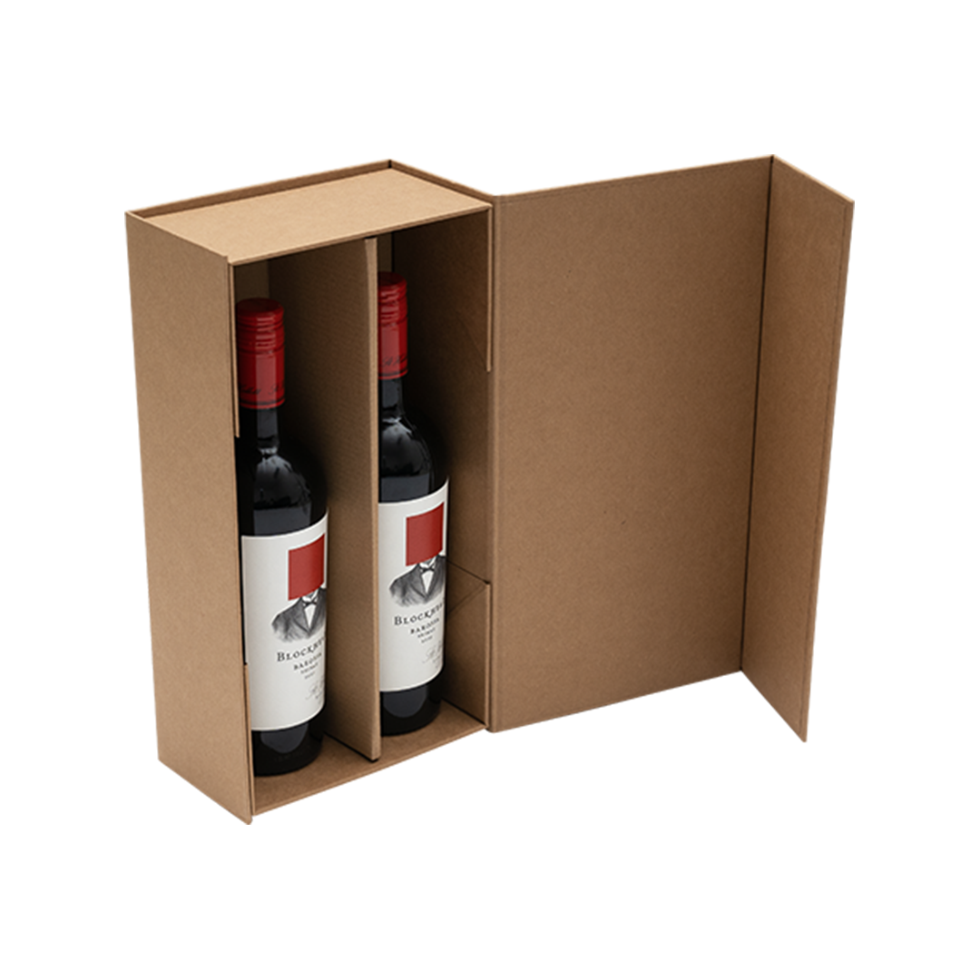 Wine Box, Two Bottle Insert, Emboss Magnetic Closure, Matt Kraft Custom Print