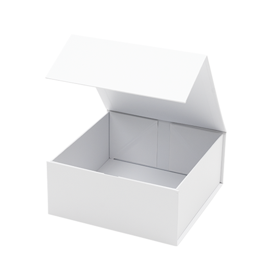Gift Hamper Box, Medium Emboss Magnetic Closure 220x220x100mm, Matt White - Sample