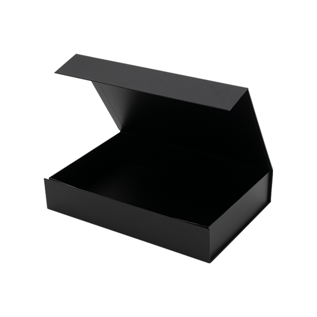 Gift Hamper Box, Low Line, Medium Emboss Magnetic Closure 330x236x65mm, Matt Black