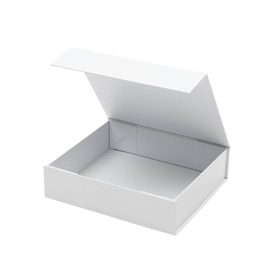 Gift Box, Low Line, Small Emboss Magnetic Closure 245x215x63mm, Matt White - Sample