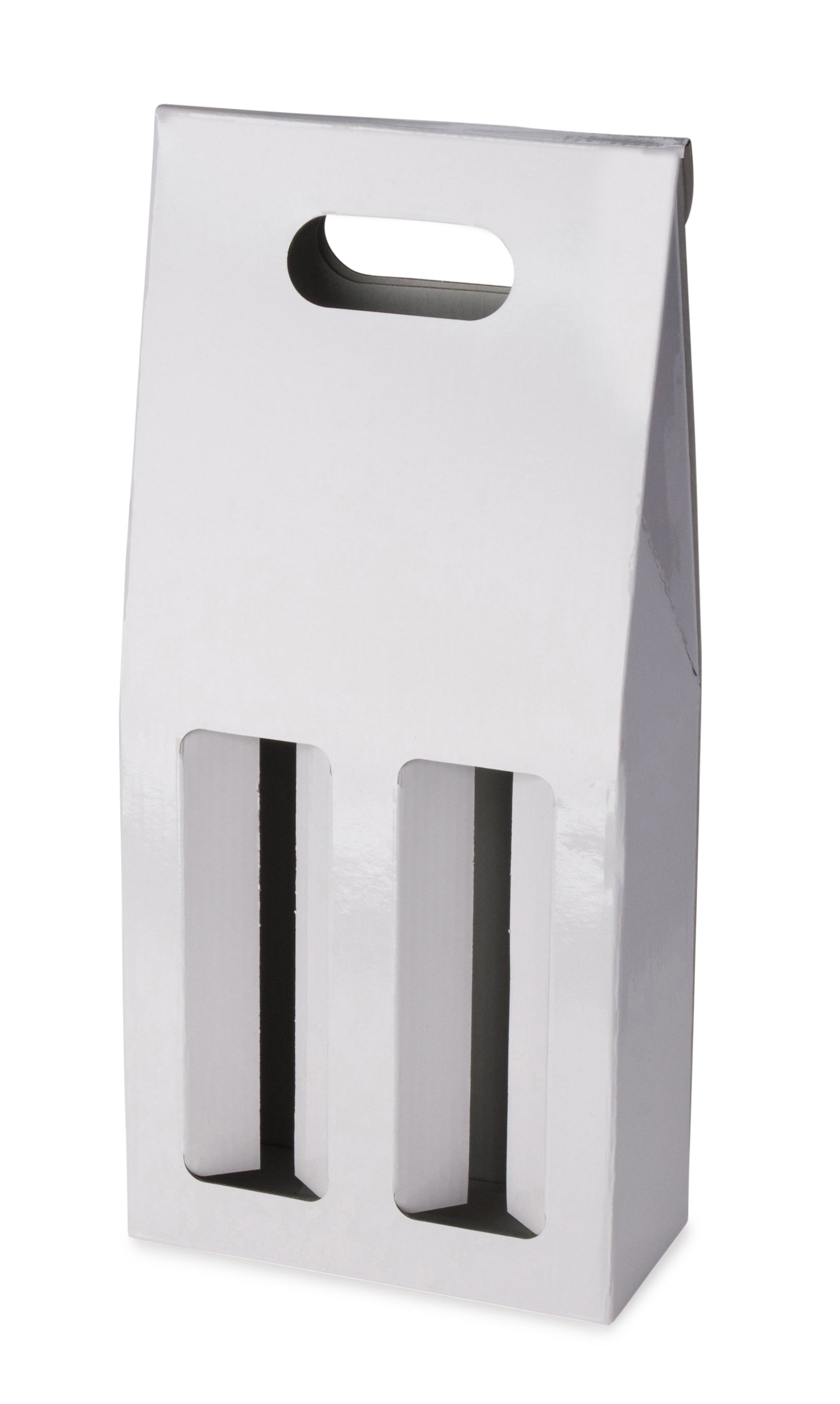 2 Bottle Gable Top Wine Box - Gloss White - Sample