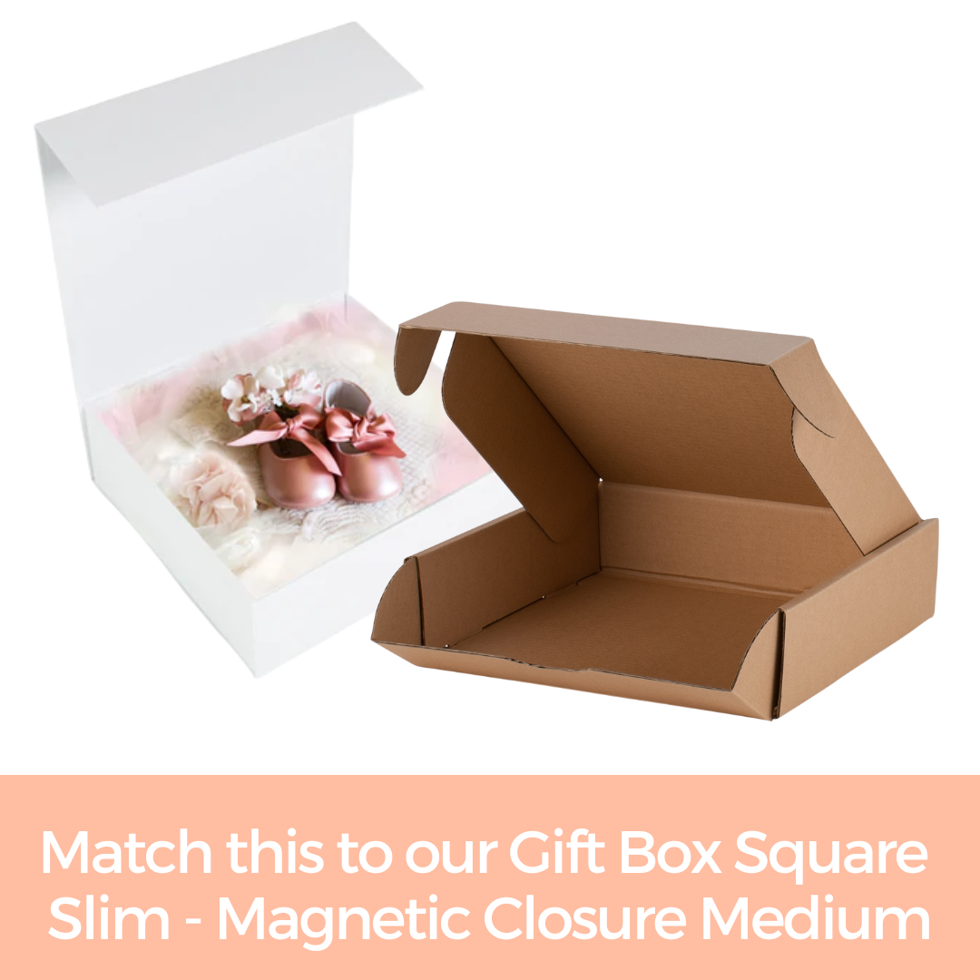 Postage Gift Box - Square, Slim, Small - Kraft