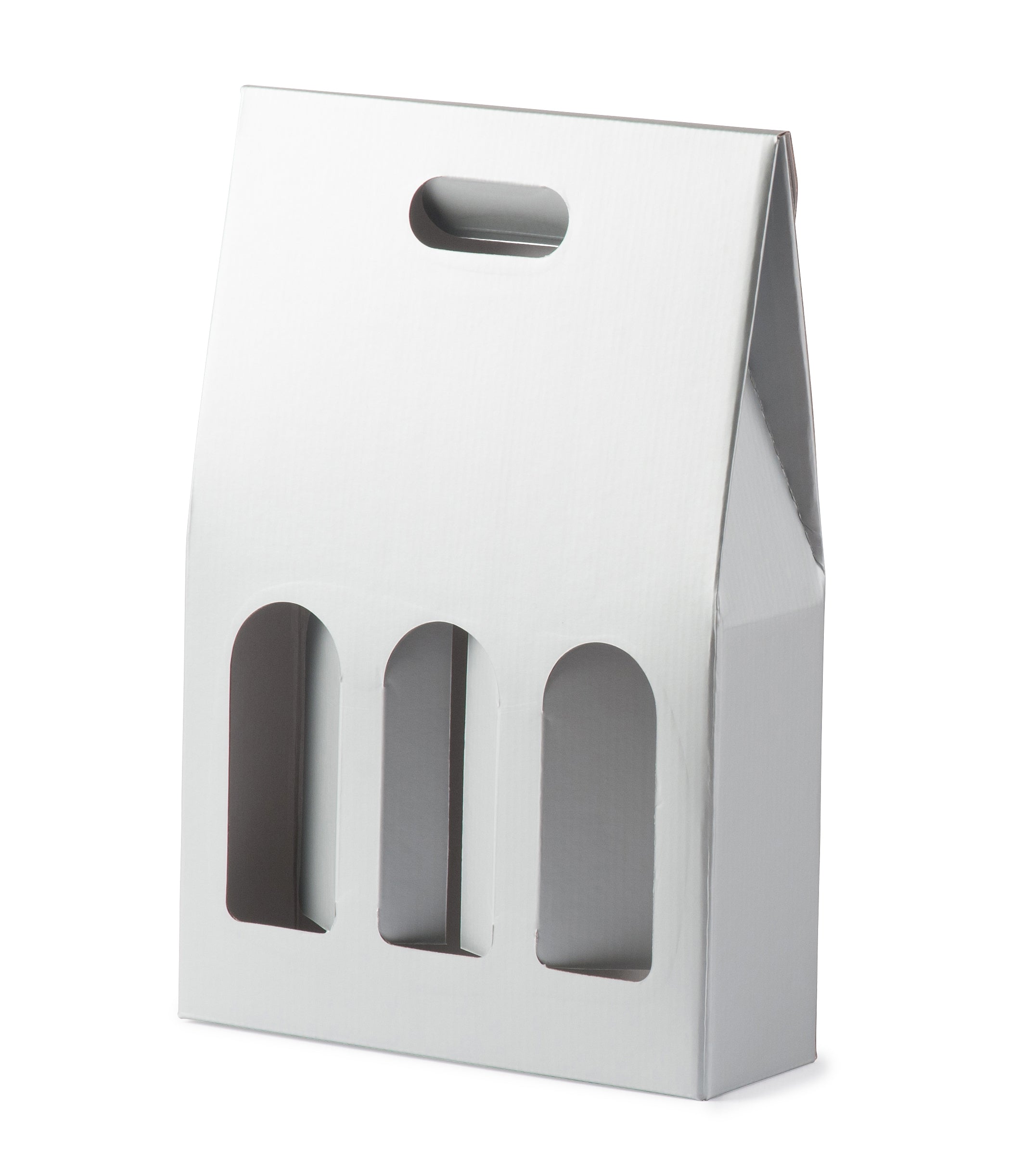 3 Bottle Gable Top Wine Box - Matt Silver
