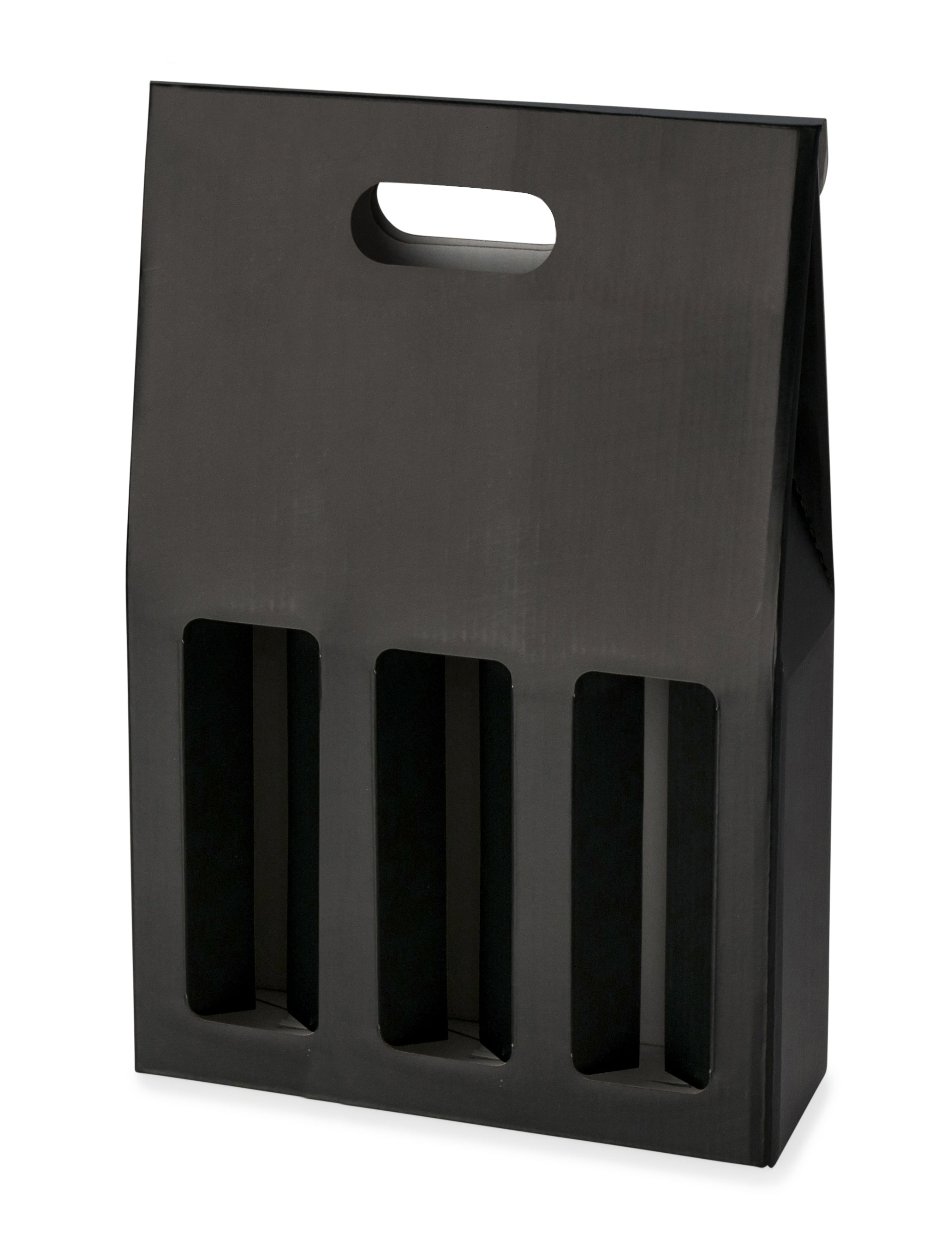 3 Bottle Gable Top Wine Box - Matt Black