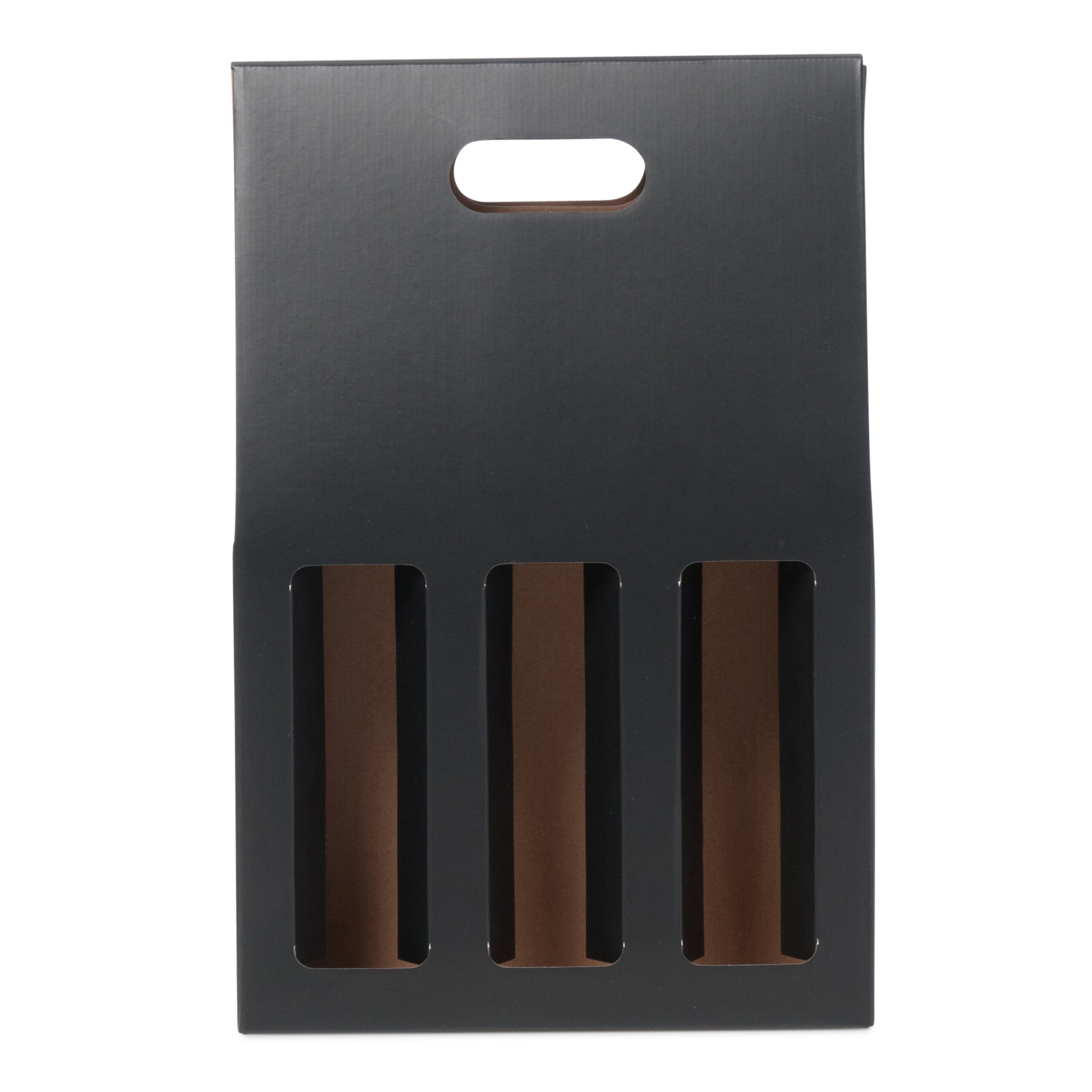 3 Bottle Gable Top Wine Box - Matt Black