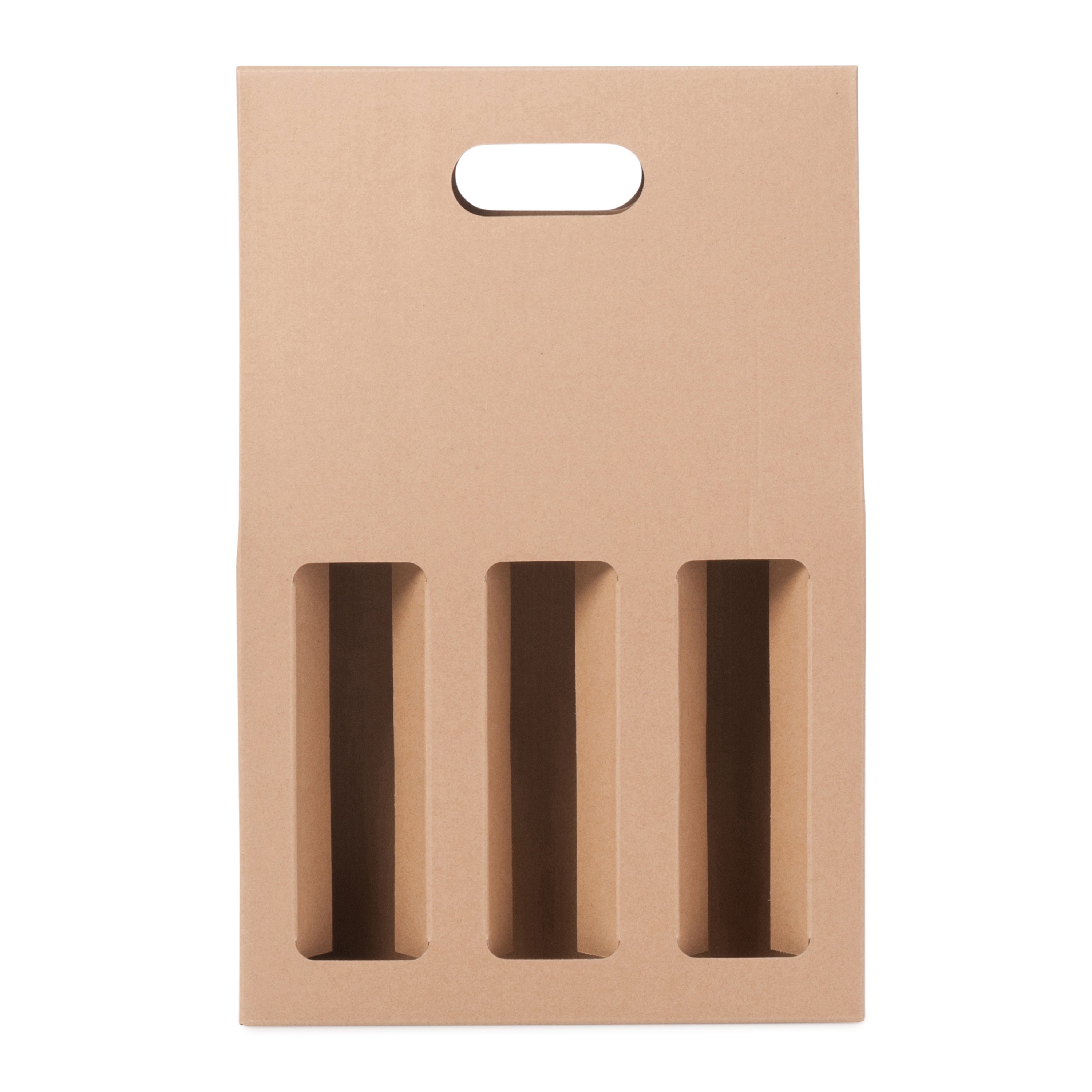 3 Bottle Gable Top Wine Box - Kraft