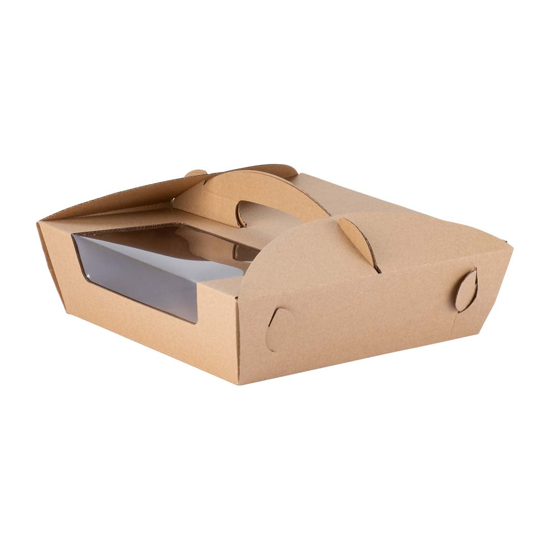 Catering Hamper Carry Box - Window - Medium - Kraft