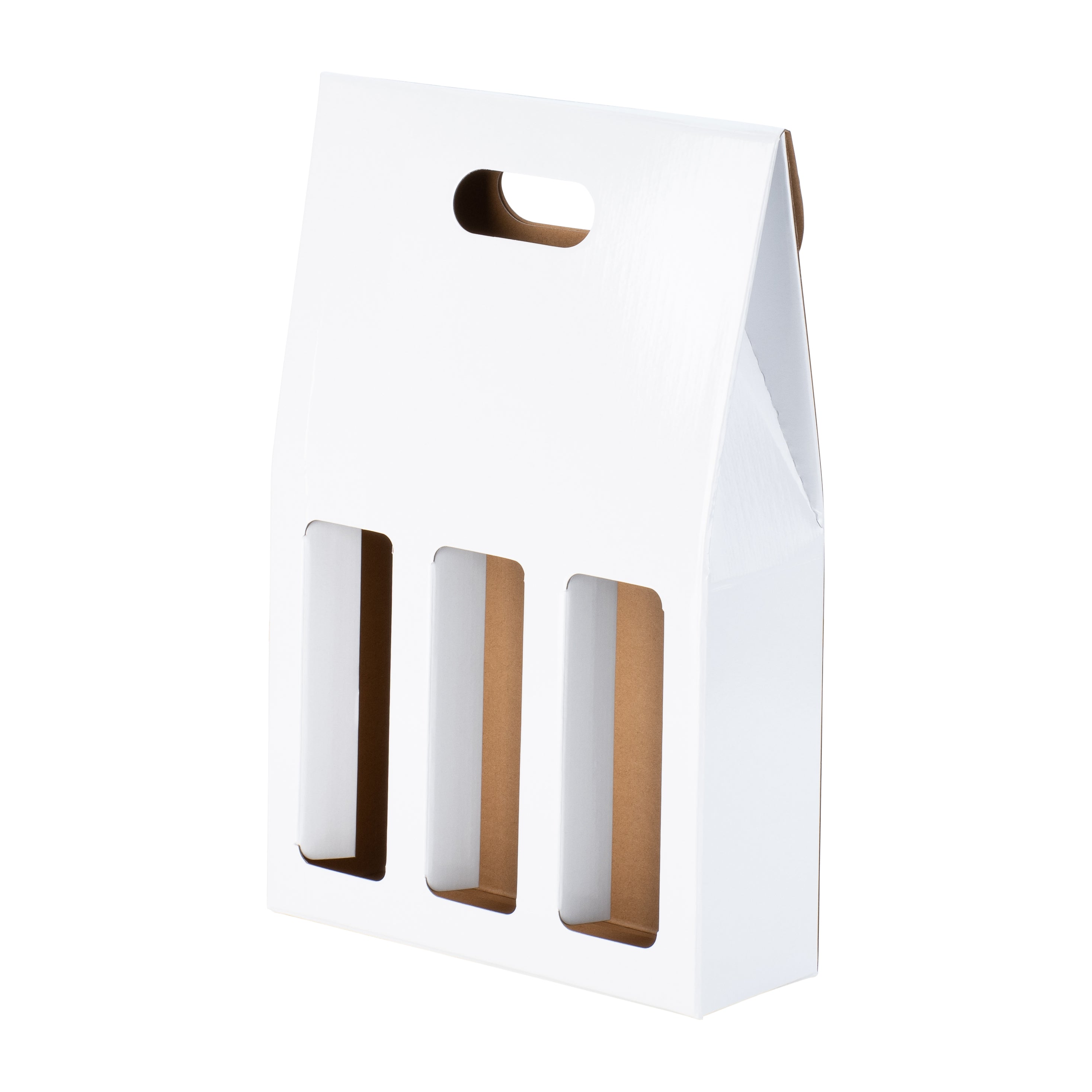 3 Bottle Gable Top Wine Box - Gloss White - Sample