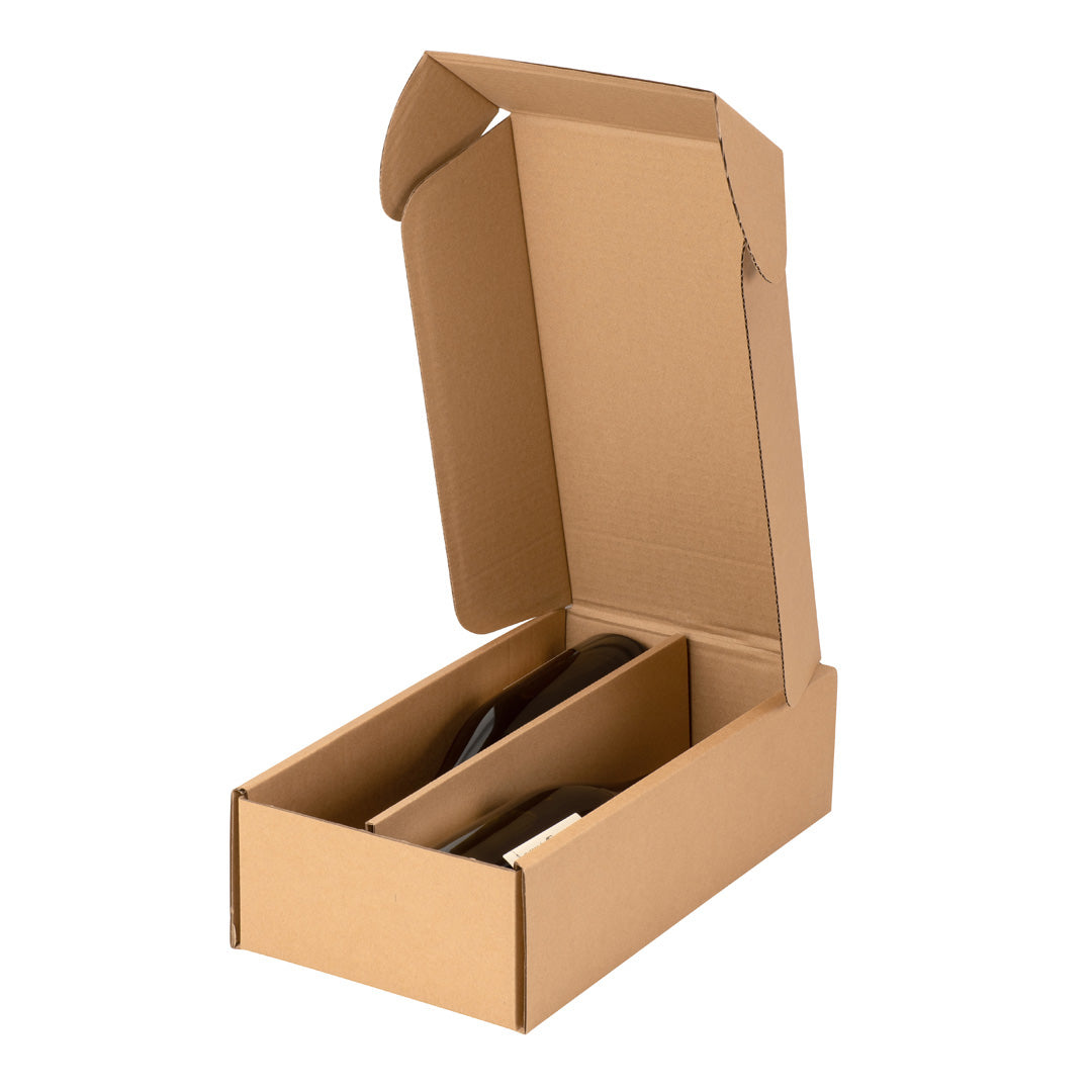 2 Bottle Shipper Box with Divider - Kraft