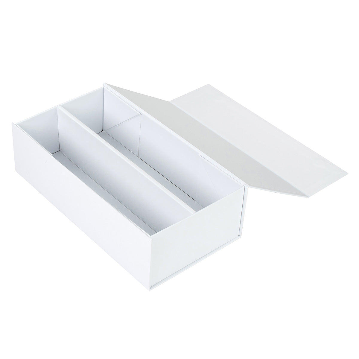 Wine Box - Two Bottle Insert, Magnetic Closure, Matt White Custom Print