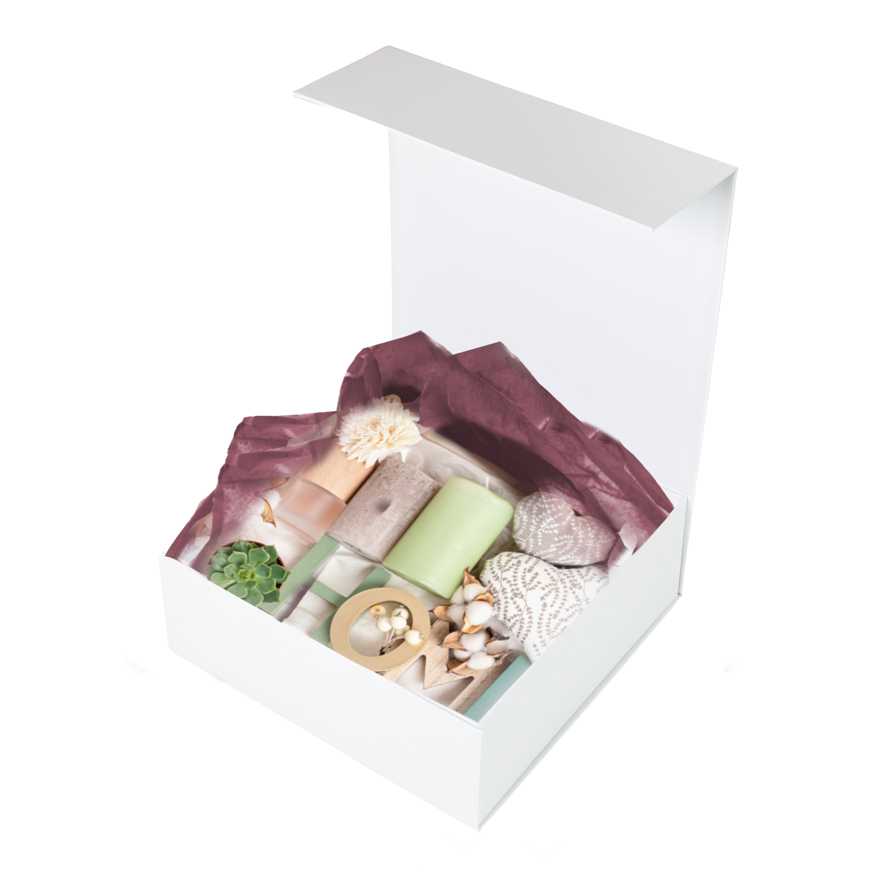 Hamper Box - Square, Magnetic Closure Small, Matt White Custom Print