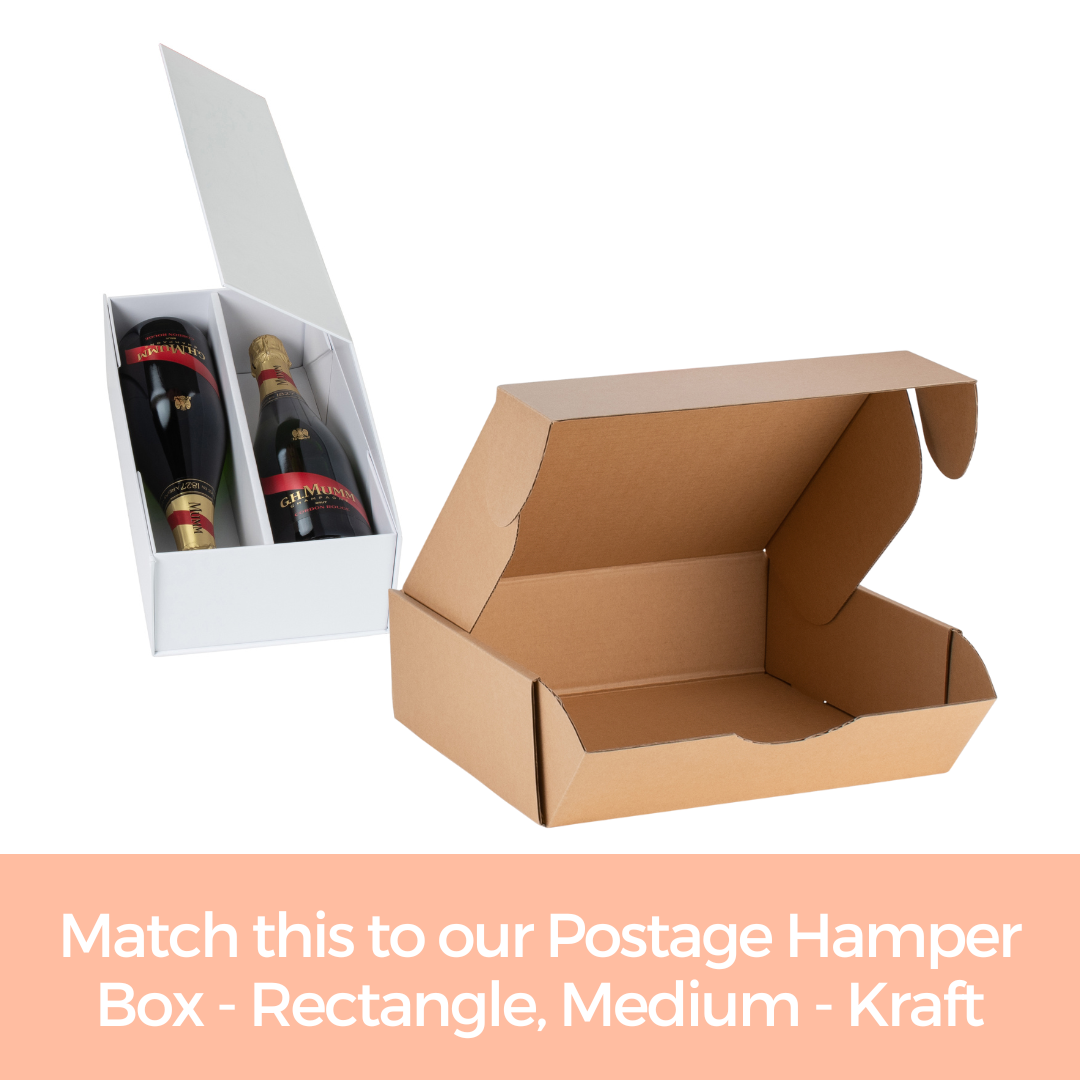 Wine Box - Two Bottle Insert, Magnetic Closure, Matt White Custom Print