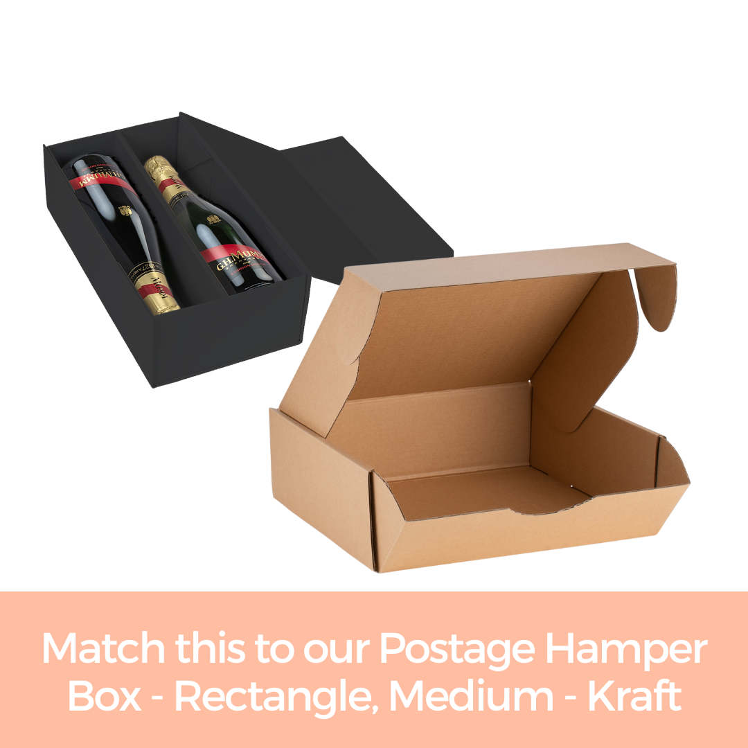 Wine Box - Two Bottle Insert, Magnetic Closure, Matt Black Custom Print