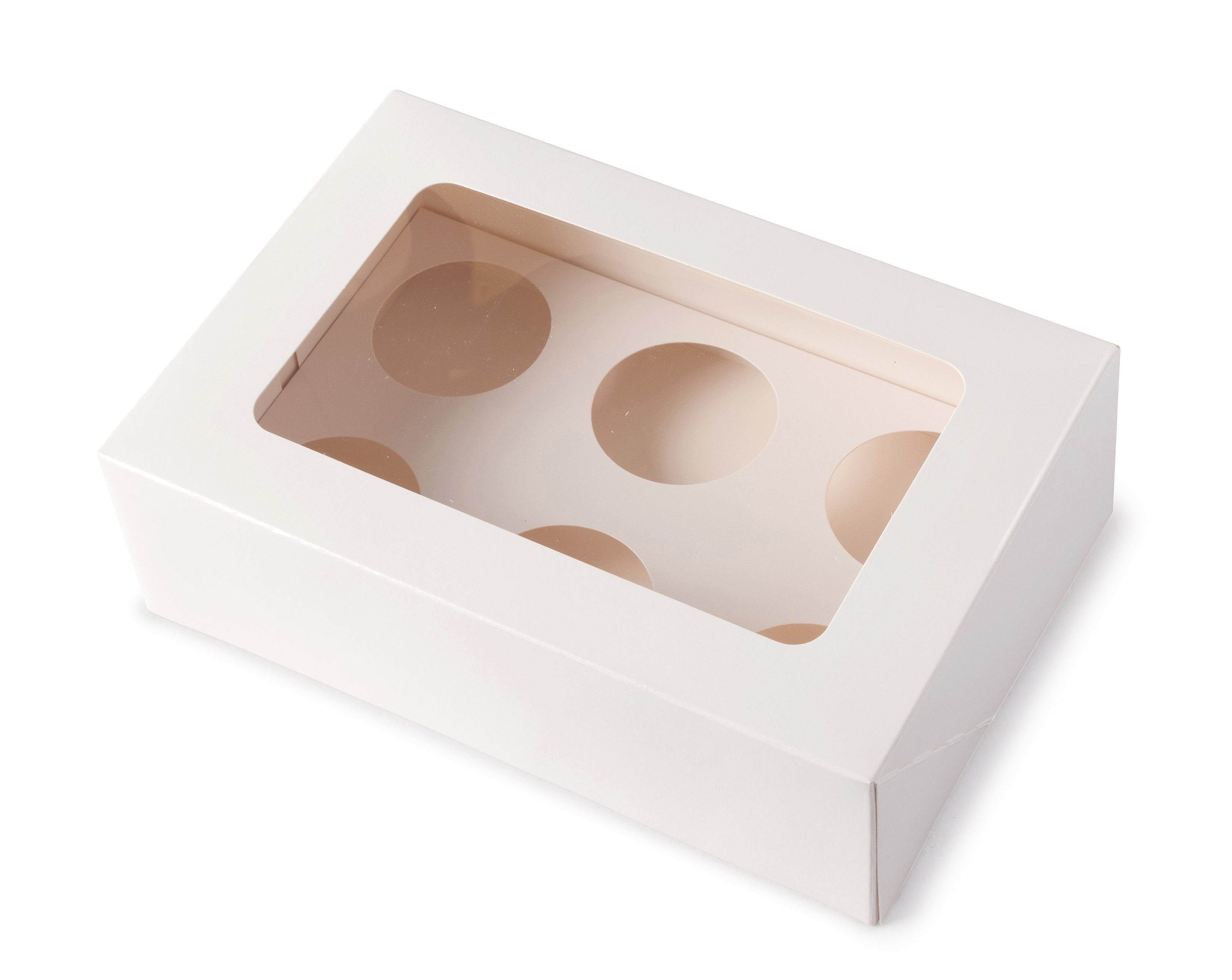 Six Cupcake Box - Gloss White