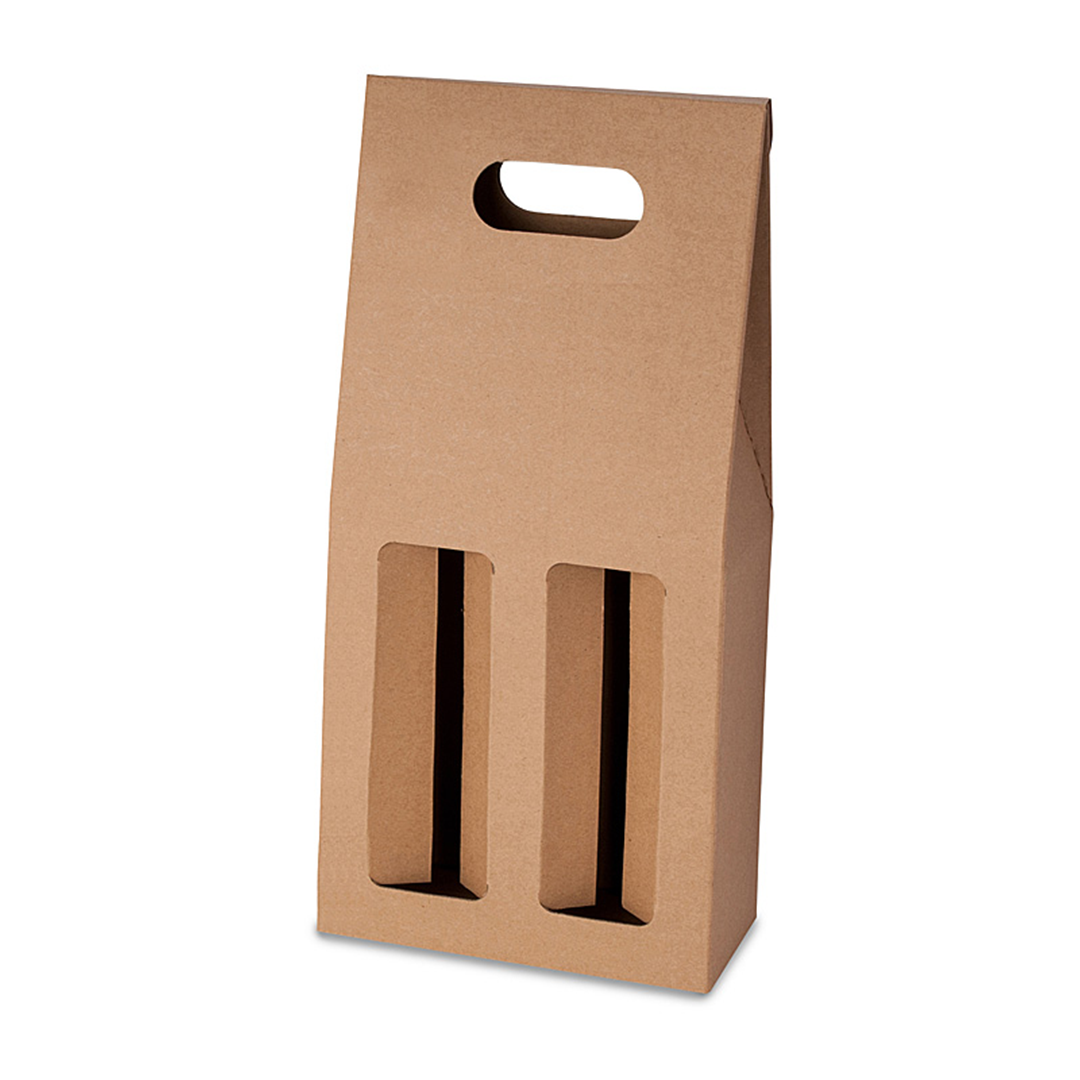 2 Bottle Gable Top Wine Box - Kraft