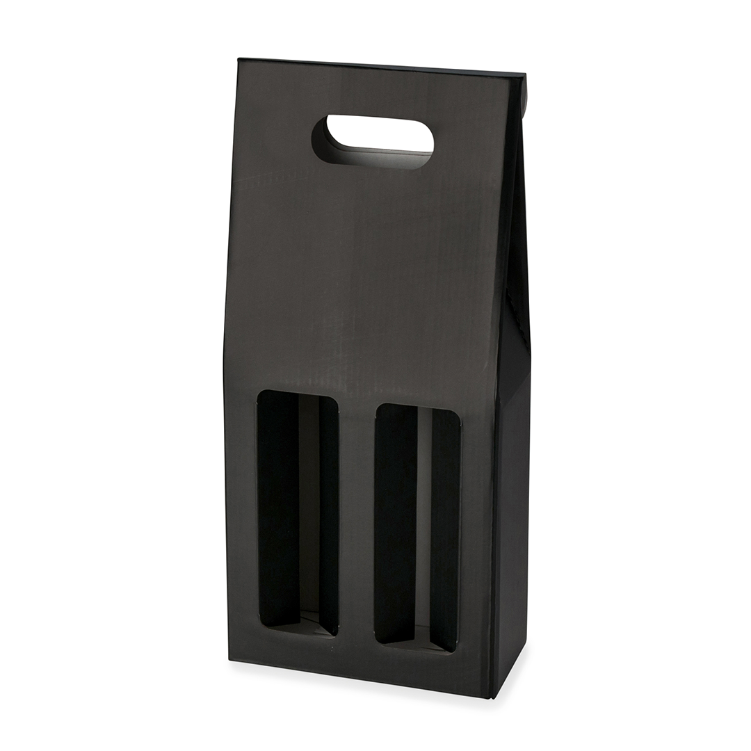 2 Bottle Gable Top Wine Box - Matt Black