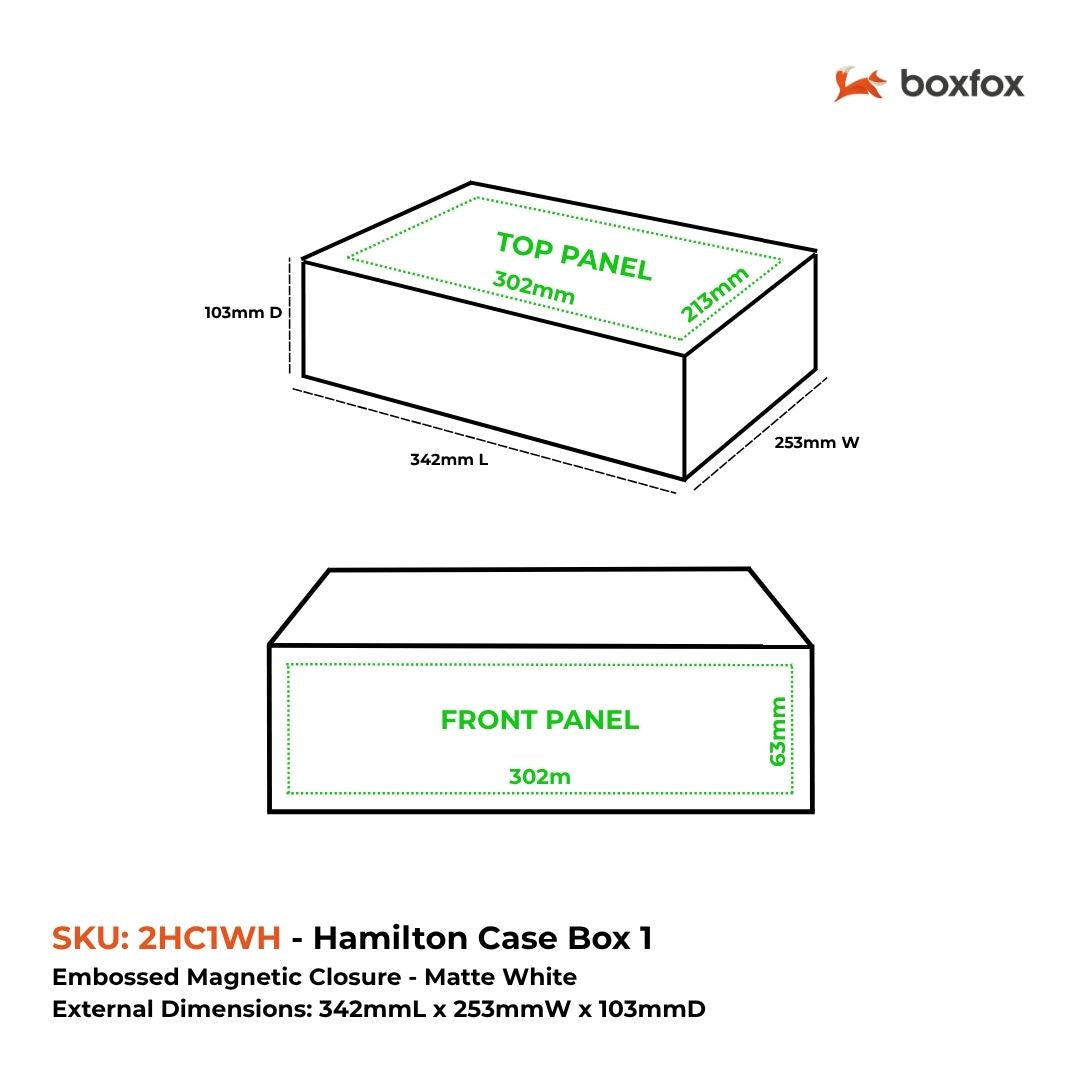 Hamilton Case Box 1 - Matt White Emboss Magnetic Closure Custom Print