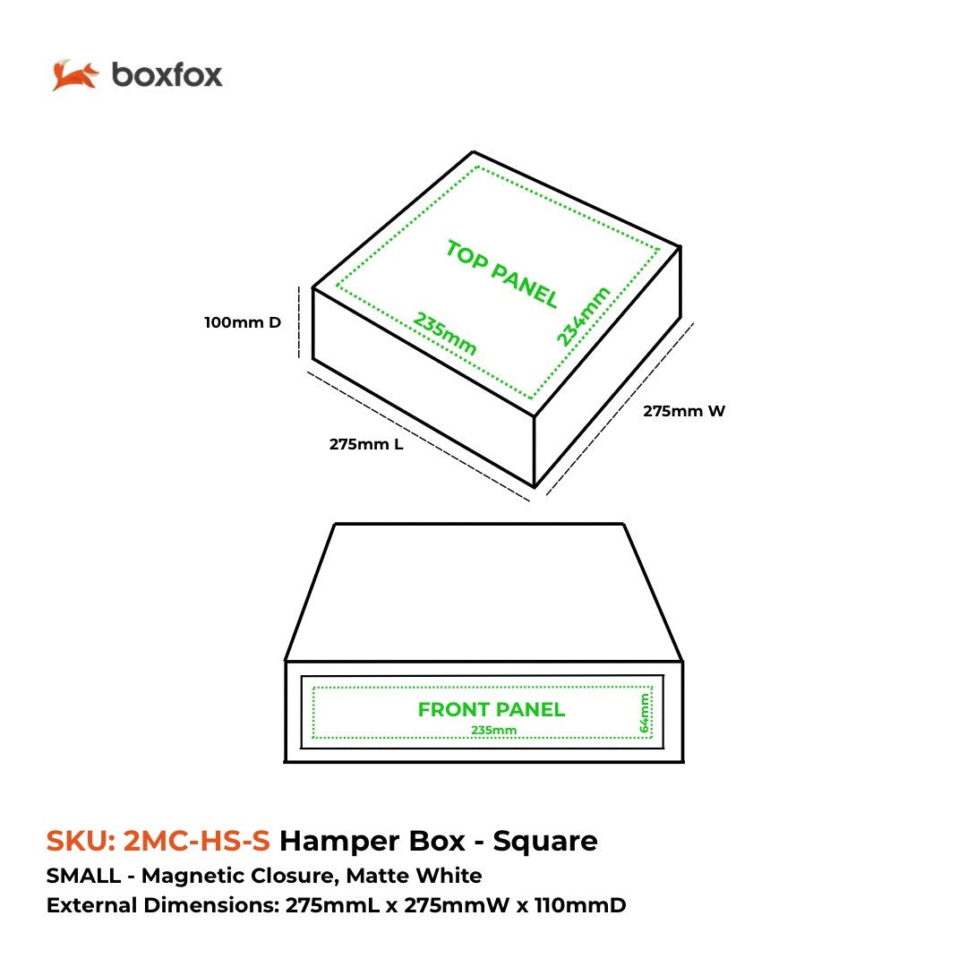 Hamper Box - Square, Magnetic Closure Small, Matt White Custom Print