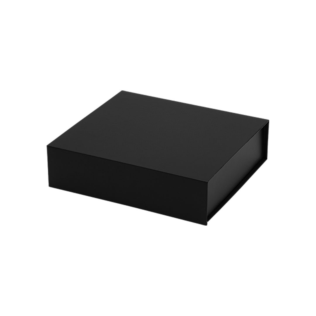 Gift Box, Low Line, Small Emboss Magnetic Closure 245x215x63mm, Matt Black