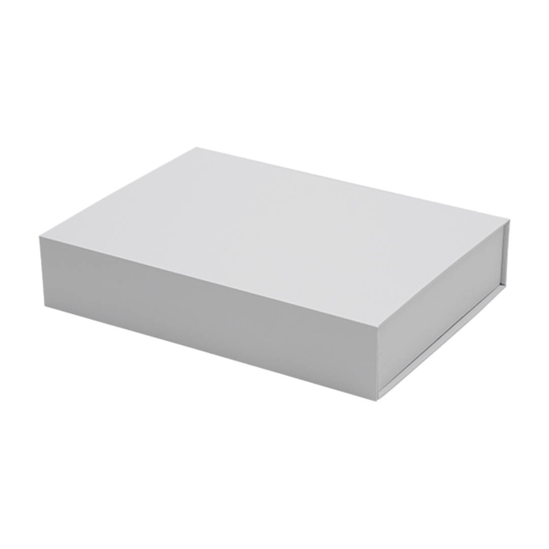 Gift Hamper Box, Low Line, Medium Emboss Magnetic Closure 330x236x65mm, Matt White