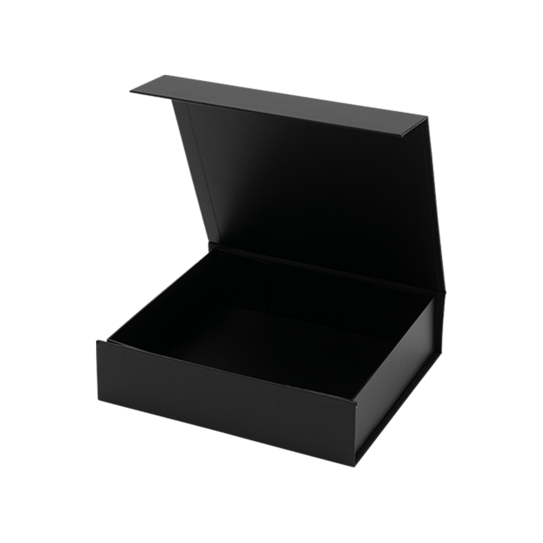 Gift Box, Low Line, Small Emboss Magnetic Closure 245x215x63mm, Matt Black