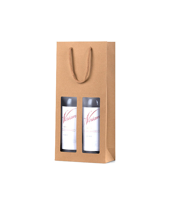 Premium Kraft Window Wine Bag Double