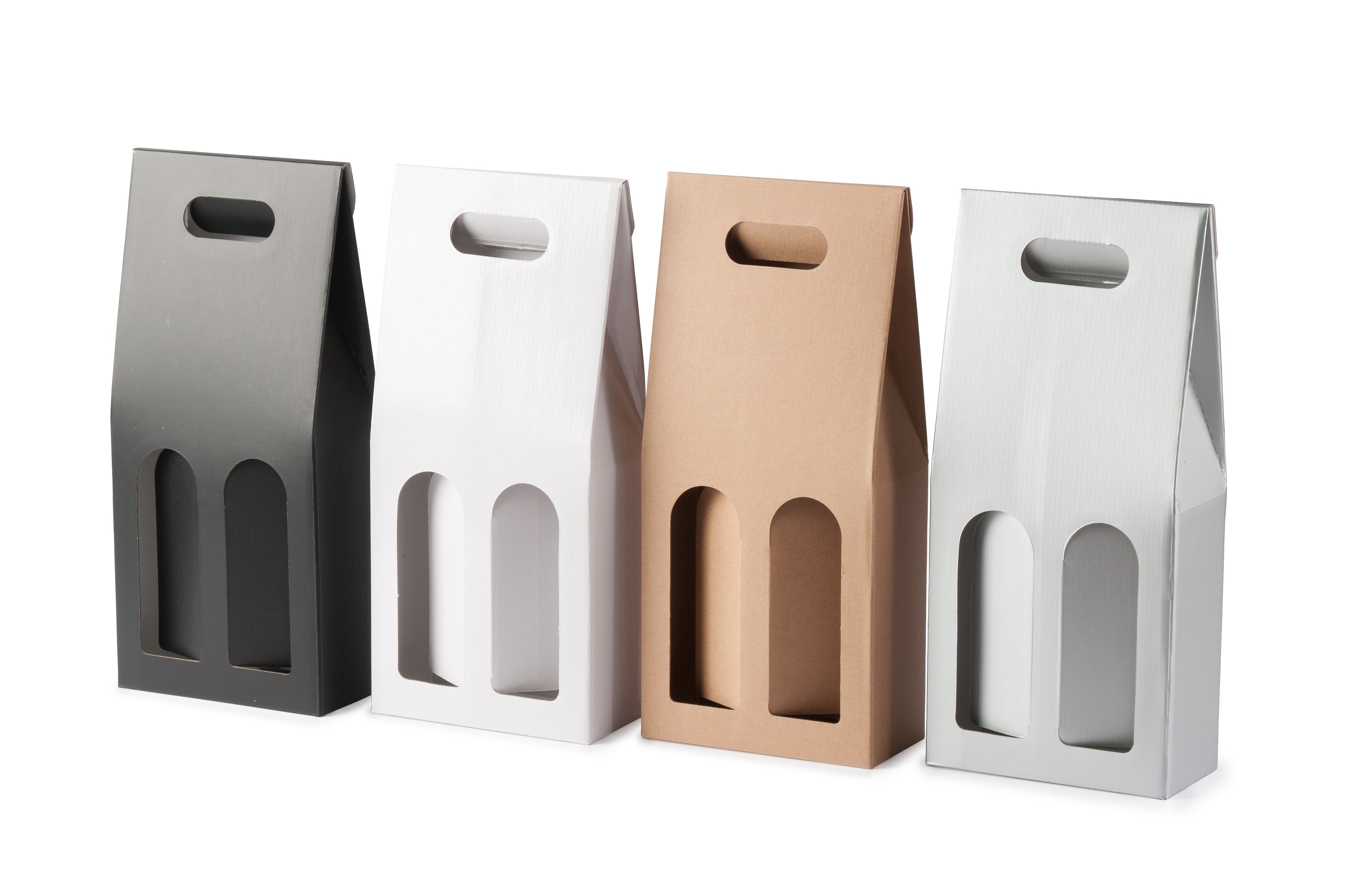 2 Bottle Gable Top Wine Box - Matt Black