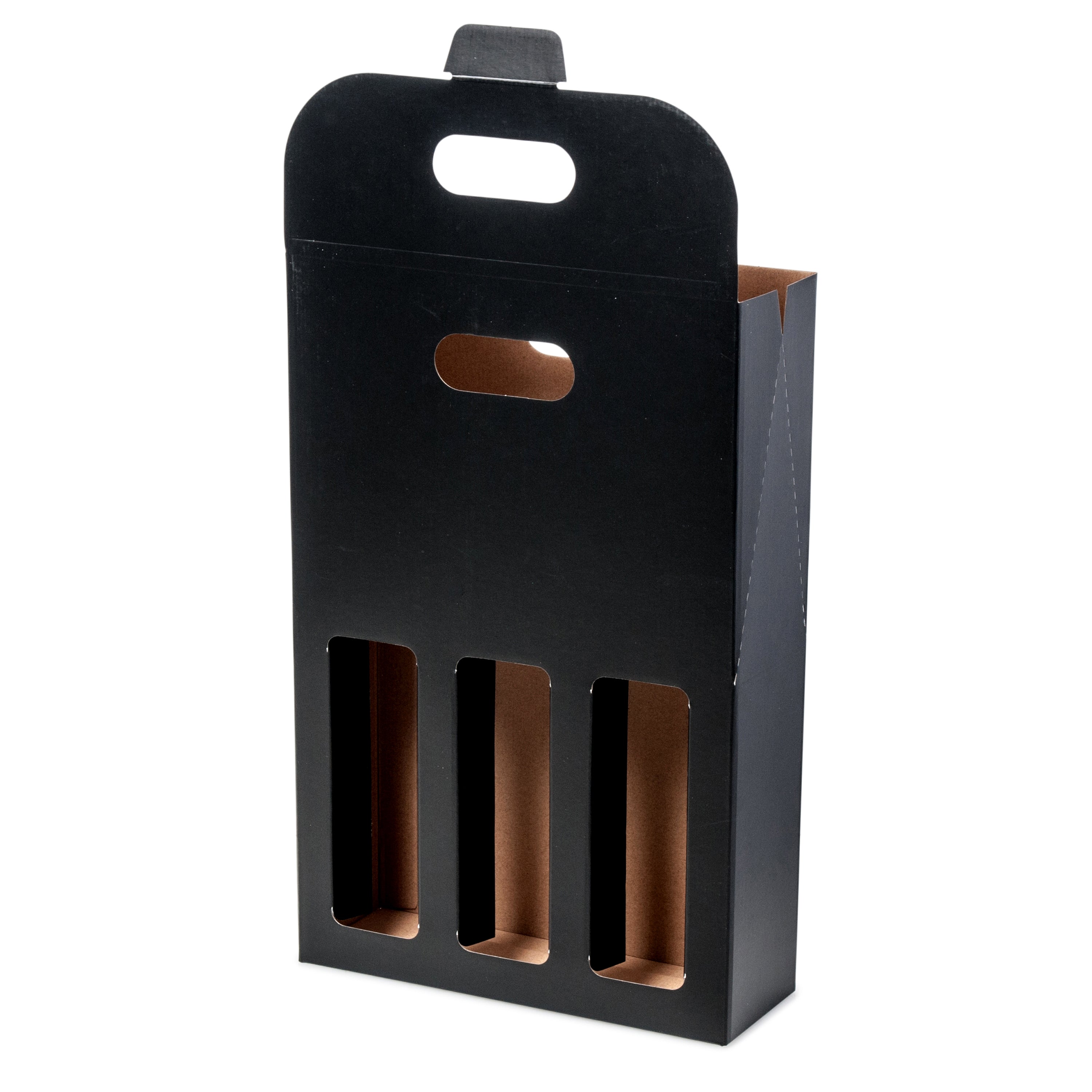 3 Bottle Gable Top Wine Box - Matt Black