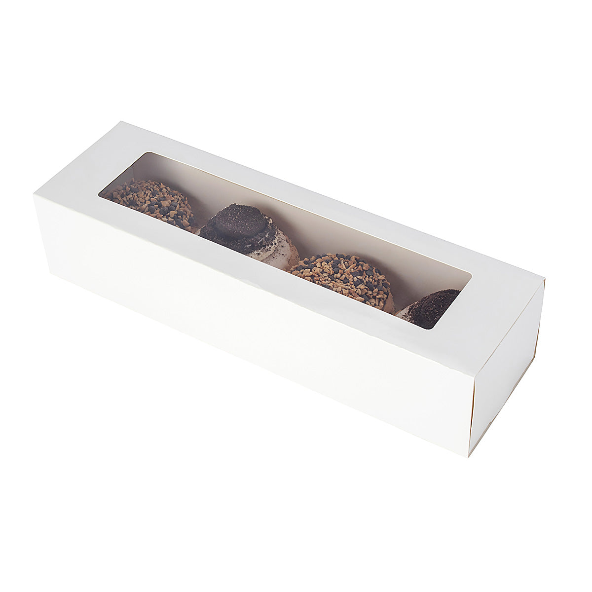 Cake & 4 Donut Window Box - Long - White Gloss Artcard