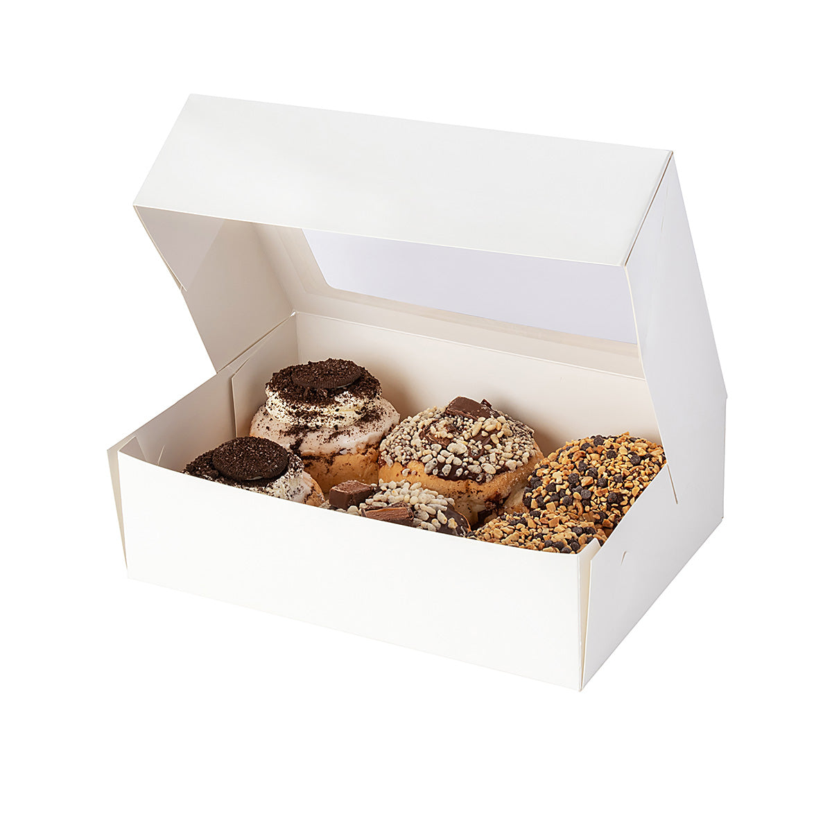 Cake & 6 Donut Window Box - White Gloss Artcard