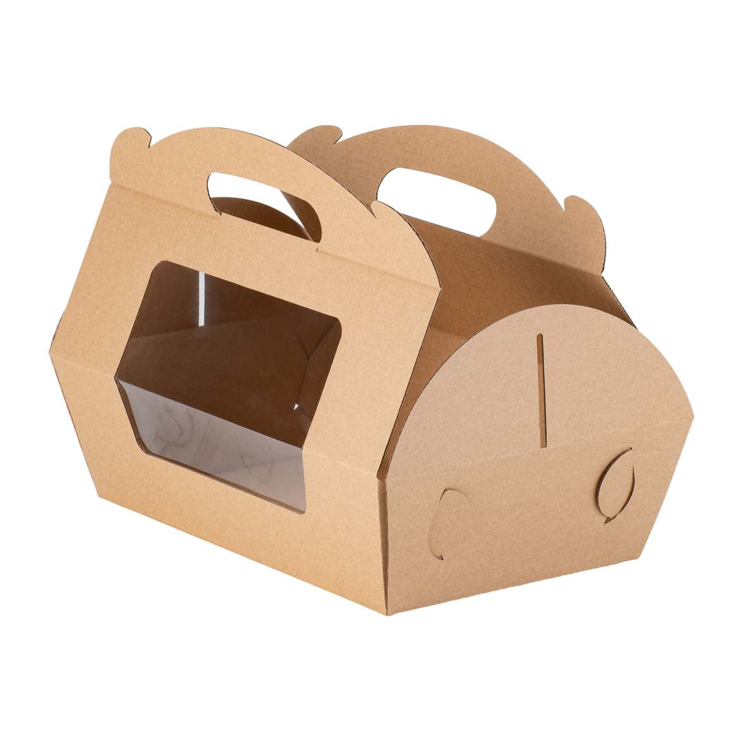 Catering Hamper Carry Box - Window - Small - Kraft
