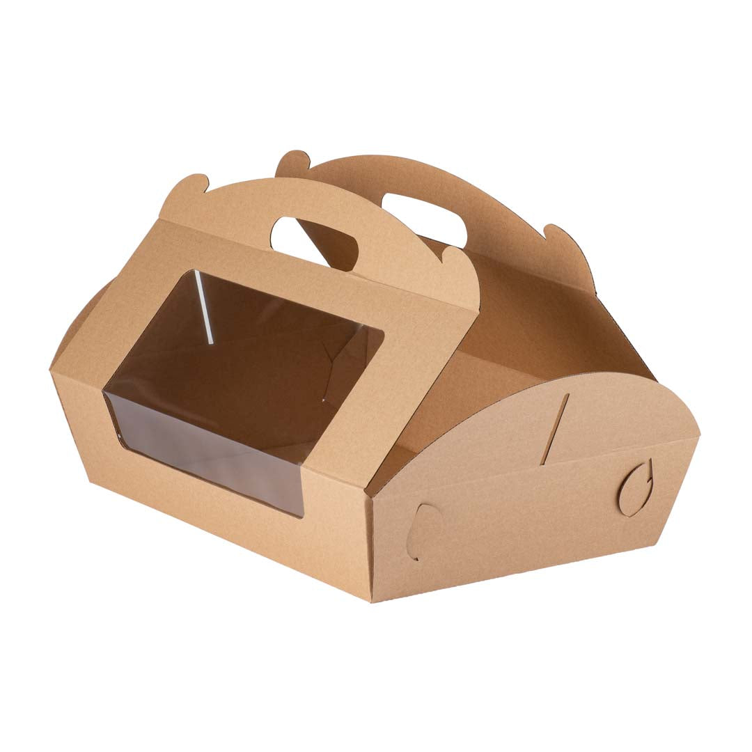 Catering Hamper Carry Box - Window - Large - Kraft