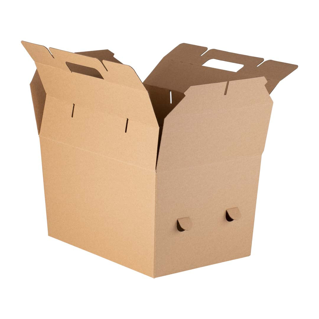 Catering Hamper Carry Box - Deep Large - Recessed Handle - Kraft
